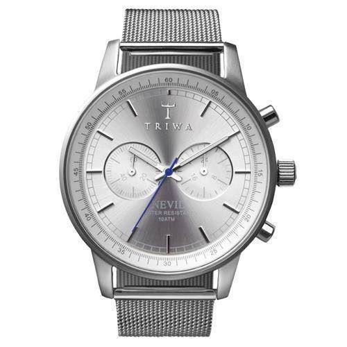 Image of Triwa Nevil Sterling Steel herreur med chrongraph og mesh lænke Herreur, ANEST102ME021212
